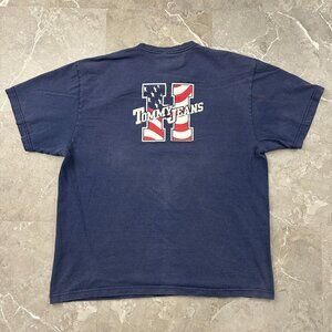 Vintage Tommy Hilfiger Graphic Tee Mens Large Puffy Print Tommy Jeans Blue y2k